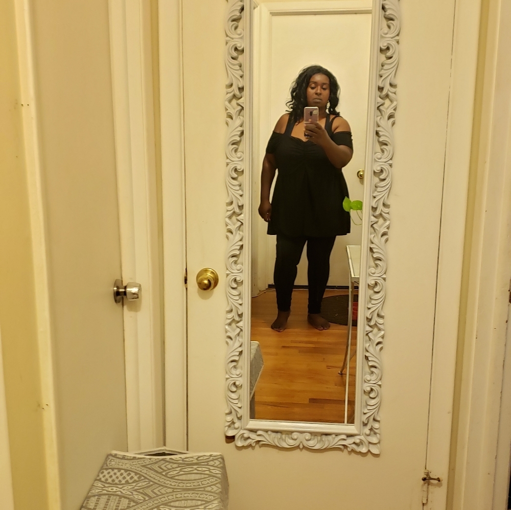 Black cold shoulder top